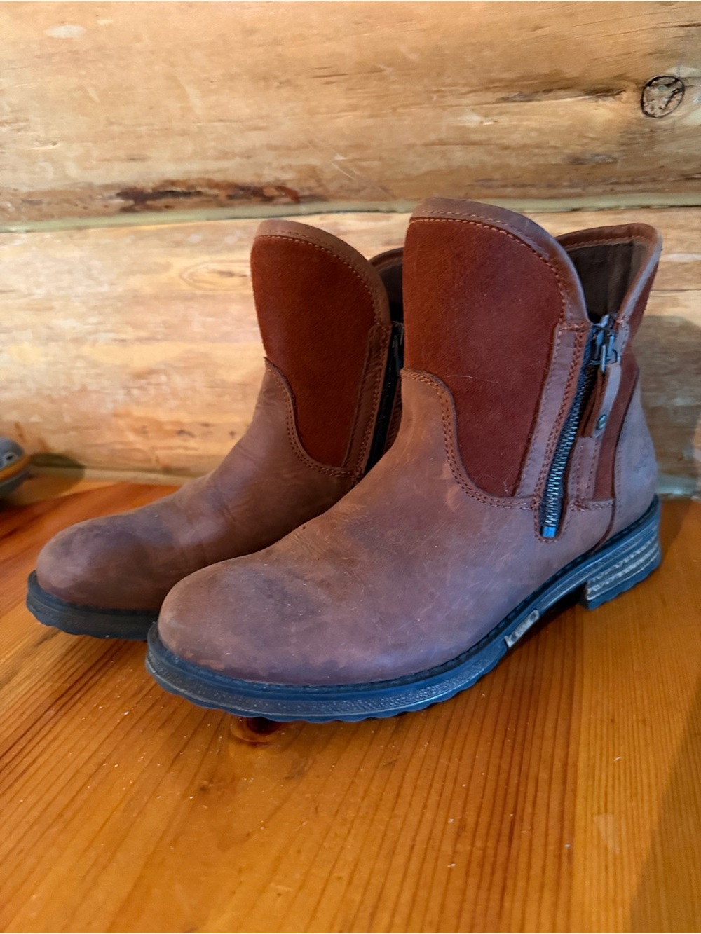 Bos. & Co. Brown Suede & Leather Ankle Booties